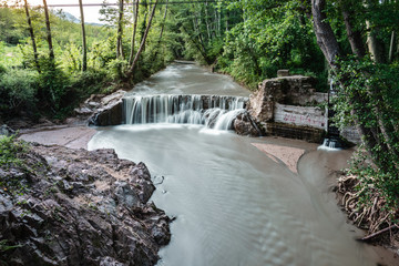 High view of river waterfall