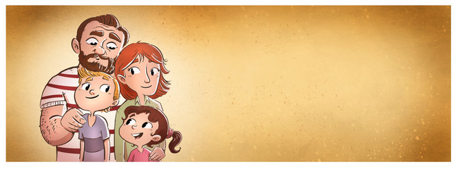 Happy family all together in group