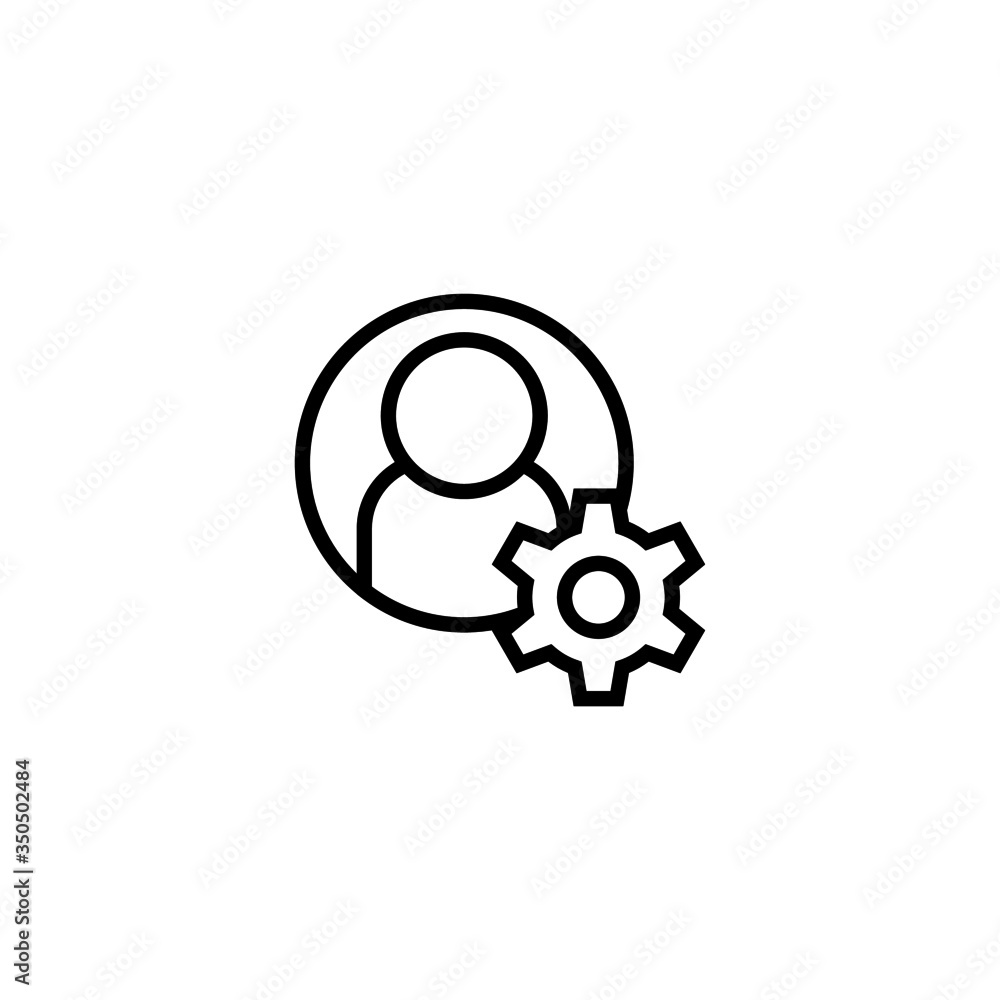 Poster users settings vector icon in linear, outline icon isolated on white background