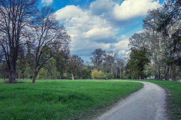 Fototapeta na wymiar A walking path in city park 