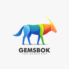 Vector Logo Illustration Antelope Gradient Colorful Style.