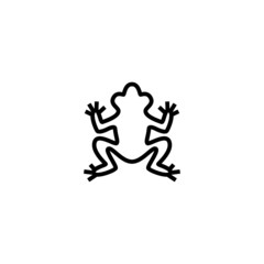 Fototapeta na wymiar Frog vector icon in linear, outline icon isolated on white background