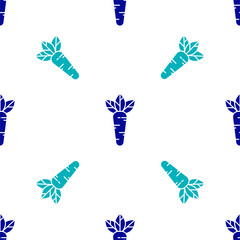 Blue Carrot icon isolated seamless pattern on white background. Vector