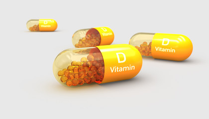 Vitamin D, Capsule, Illustration 3d