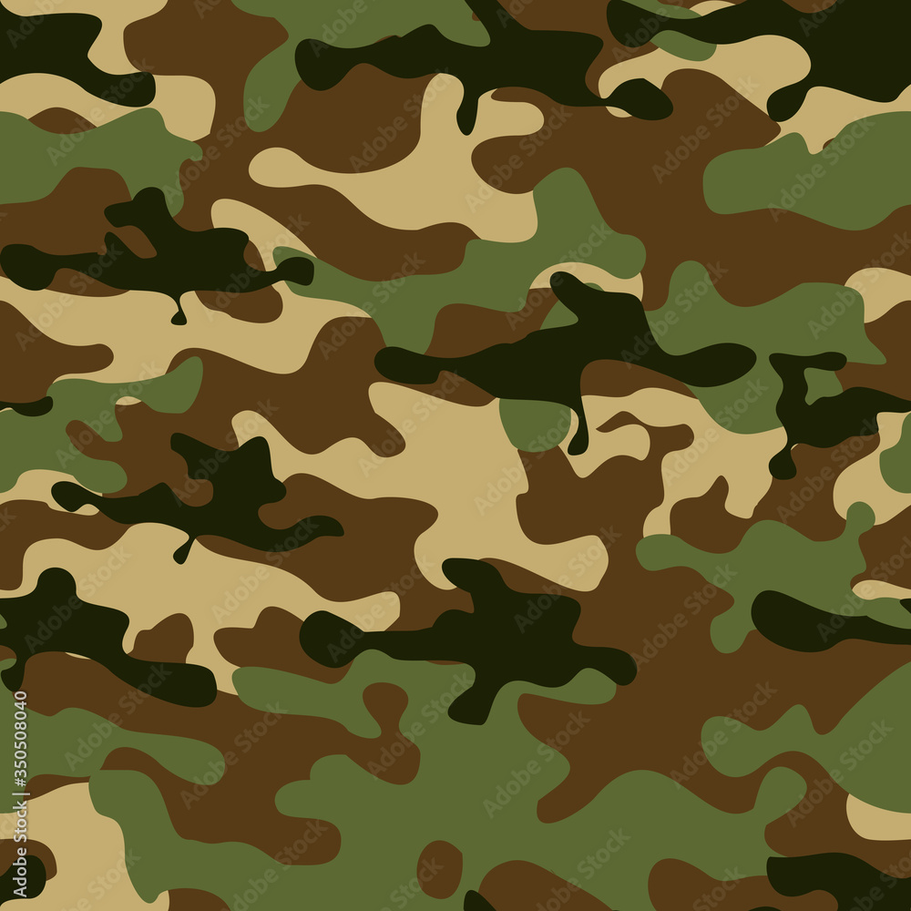 Wall mural Camouflage seamless pattern.Military background. The print on the fabric. Vector - Wall murals