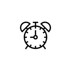 Alarm clock vector icon in linear, outline icon isolated on white background