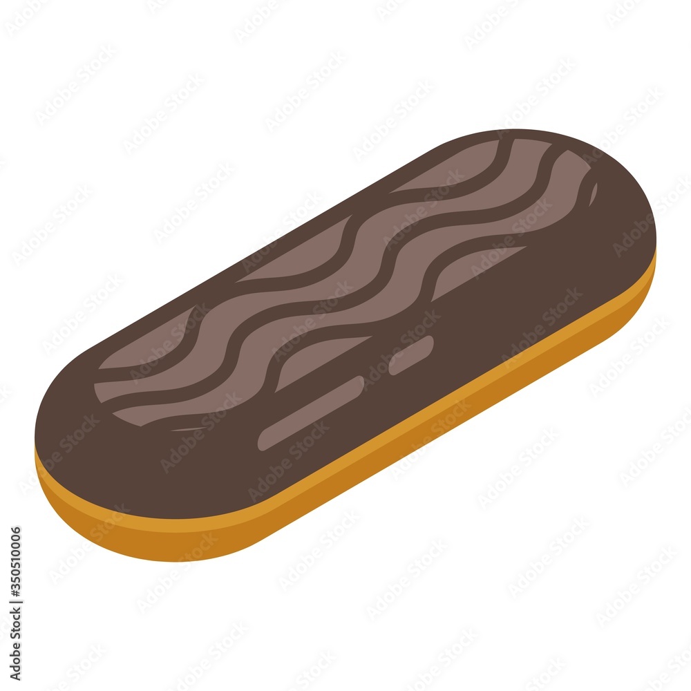 Poster chocolate eclair icon. isometric of chocolate eclair vector icon for web design isolated on white ba