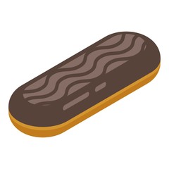 Chocolate eclair icon. Isometric of chocolate eclair vector icon for web design isolated on white background