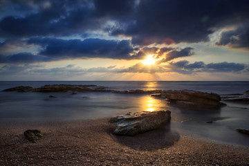 Fototapeta na wymiar Beautiful sunset over the Mediterranean sea. Israel