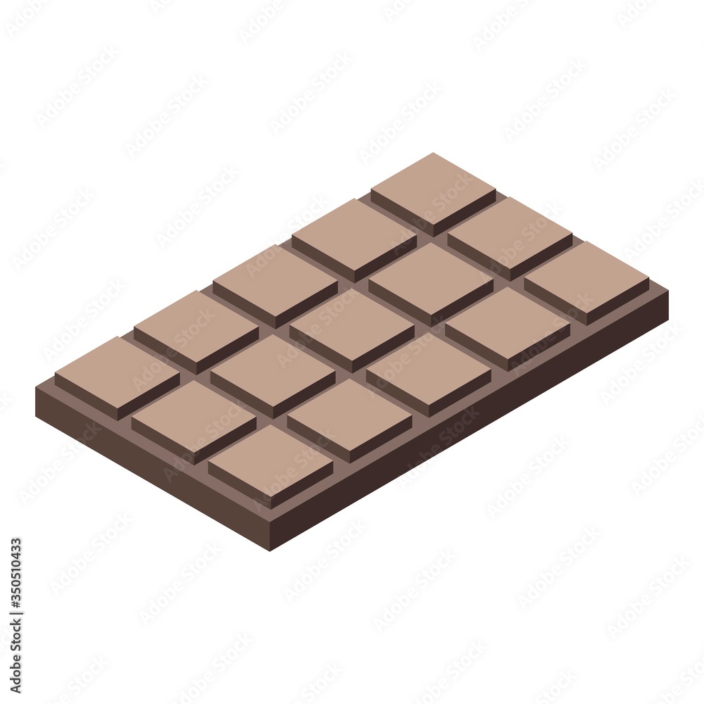 Poster chocolate bar icon. isometric of chocolate bar vector icon for web design isolated on white backgrou
