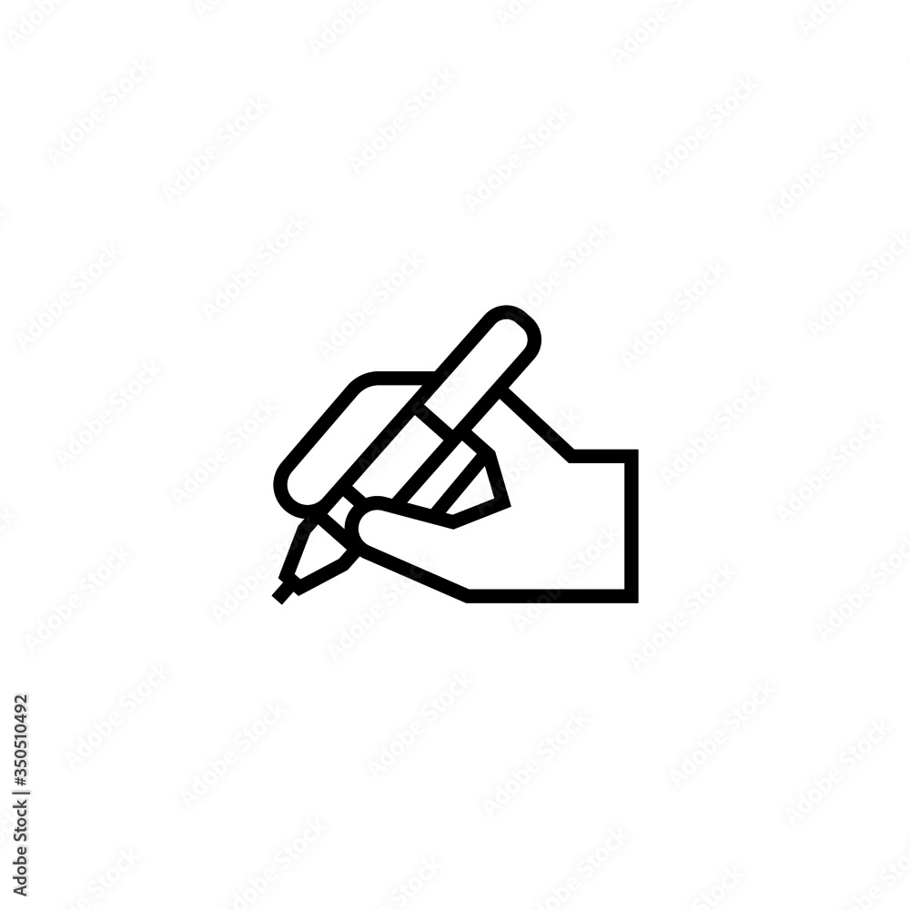 Poster write by hand vector icon in linear, outline icon isolated on white background