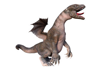 3D Rendering Fairy Tale Dragon on White