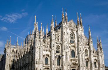 Fototapeta na wymiar Milan Cathedral (Duomo di Milano) in Milan, Lombardy, Italy. Famous tourist attraction of Milan, Italy.