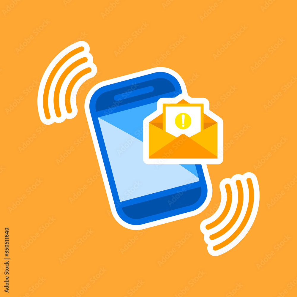 Poster opened envelope and document with exclamation mark icon. message was not sent, error or email, email