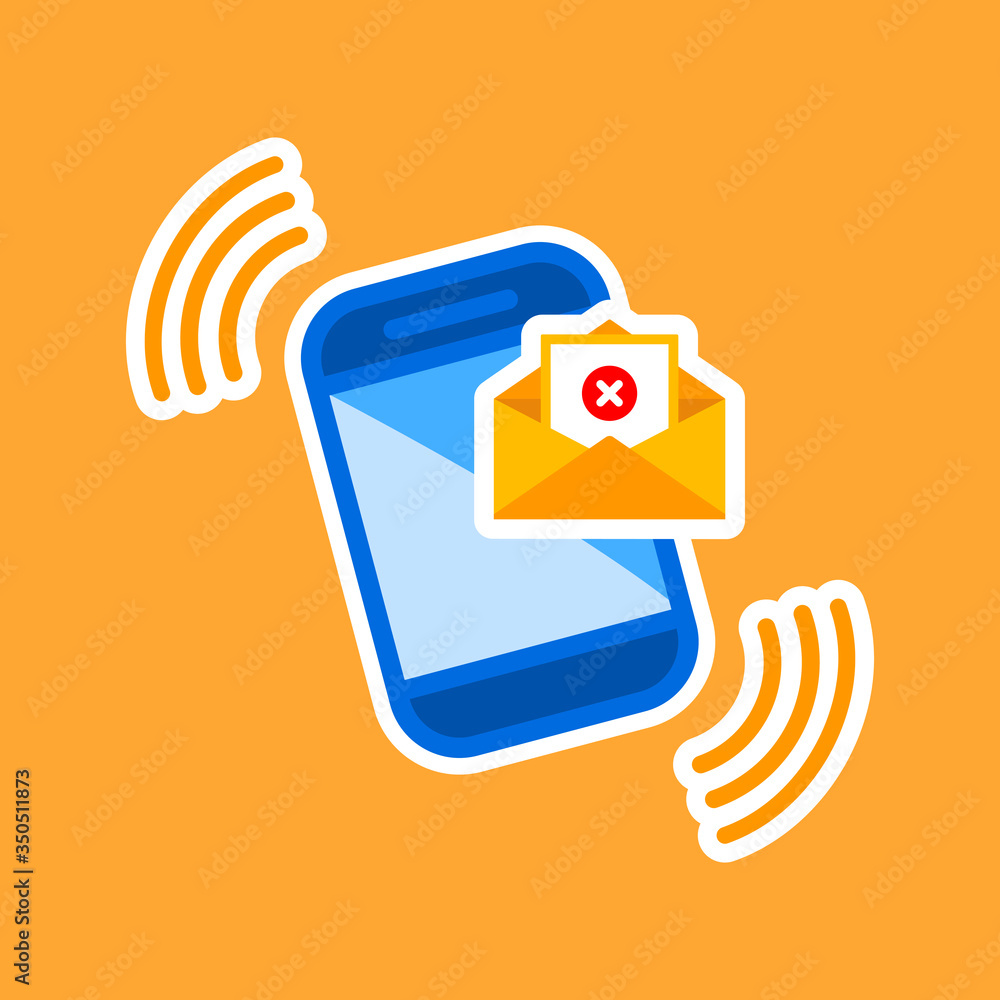 Poster opened envelope and document with red cross mark icon. message was not sent, error or email, email, 