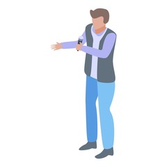 Karaoke man singer icon. Isometric of karaoke man singer vector icon for web design isolated on white background