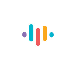 Voice recognition app logo. Audio equalizer logotype. Sound recorder,online microphone sign. Colorful music icon. Isolated rating, progress vector illustration.
