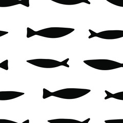 Motif enfantin sans couture avec des silhouettes de poisson doodle dessinés à la main. Texture créative d& 39 enfants scandinaves pour le tissu, l& 39 emballage, le textile, le papier peint, les vêtements, les affiches, les cartes. Illustration vectoriell