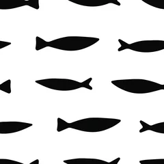 Papier peint Style scandinave Motif enfantin sans couture avec des silhouettes de poisson doodle dessinés à la main. Texture créative d& 39 enfants scandinaves pour le tissu, l& 39 emballage, le textile, le papier peint, les vêtements, les affiches, les cartes. Illustration vectoriell