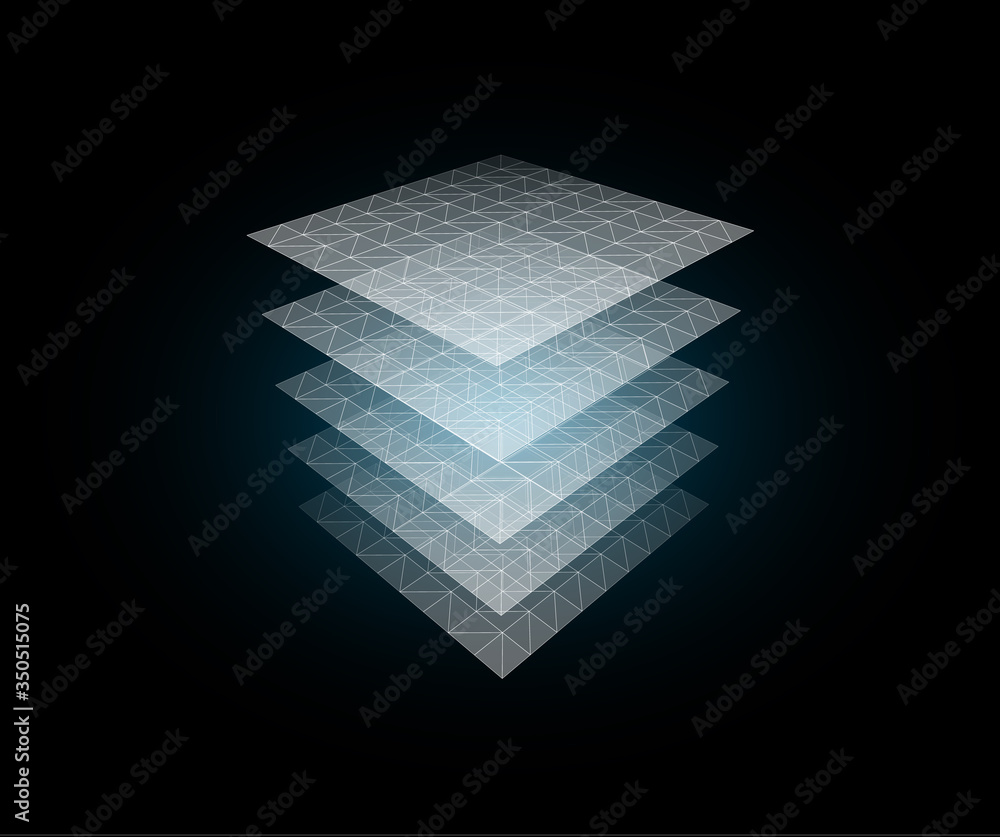 Aufkleber Data center industry, cyberspace vector illustration. 3d IT sphere element. Computing and networking equipment storage. Server backup software and hardware. Bedding, fiber bed mattress layers review.
