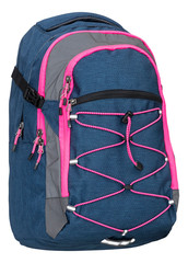 Navy blue / pink backpack with clipping path