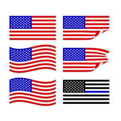 Flags of the USA for july 4th independence day and police department