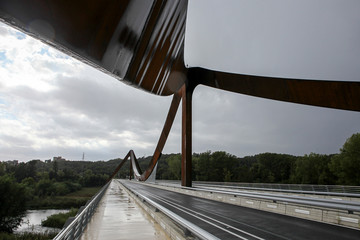 beautiful metal bridge in Spain. Interesting building design