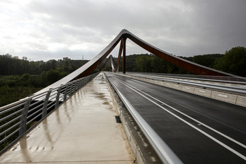 beautiful metal bridge in Spain. Interesting building design