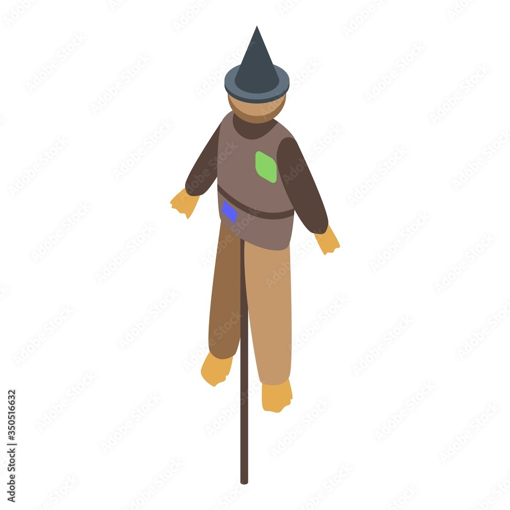Poster funny scarecrow icon. isometric of funny scarecrow vector icon for web design isolated on white back