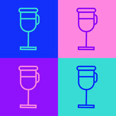 Pop art line Irish coffee icon isolated on color background. Vector