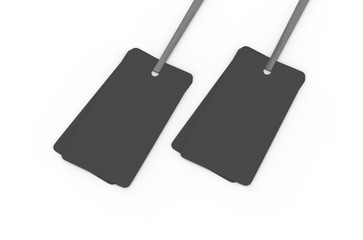 Blank plastic travel number luggage identifier tag, mock up template on isolated white background, 3d illustration