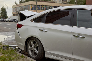 car crash accident on the road in the big city