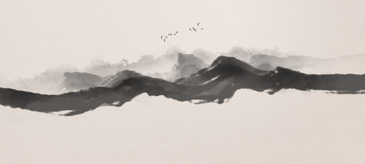 Obraz premium Abstract ink landscape painting