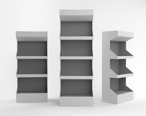 Shelf POS Stand Mock-up, Blank carton  product display, 3D rendering