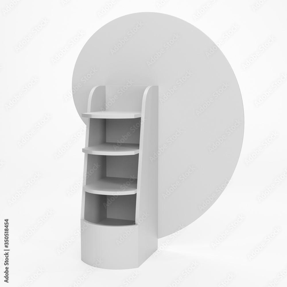 Poster blank pos display isolated. product stand mock-up. 3d rendering
