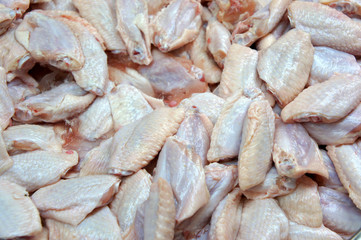 fresh chicken wings at the market