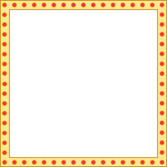 Square jewelry frame is isolated with red stones, rubies.