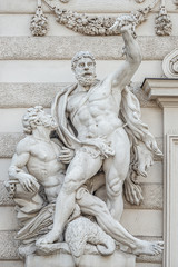 Statue of Hercules killing the eagle and freeing Prometheus from Classical Greek Mythology, Hofburg Palace, outdoor, Vienna, Austria, details, closeup