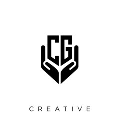 cg shield hand logo vector icon symbol