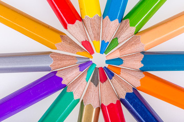 Set of colored pencils for drawing