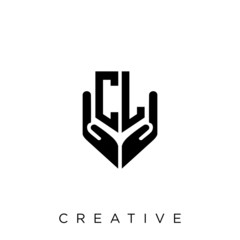 cl shield hand logo design vector icon