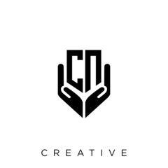 cn shield hand logo design vector icon