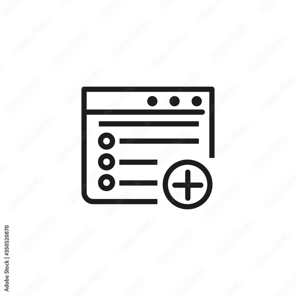 Poster icon of adding new file. plus, changing, report. computing concept. can be used for topics like edit