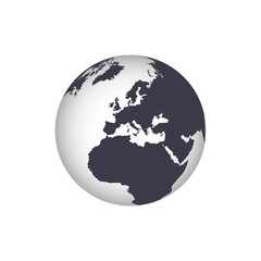 Earth Icon. Vector globe with a gradient world map isolate on white background.