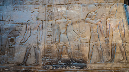 Luxor Temple in Luxor, ancient Thebes, Egypt. Luxor Temple is a large Ancient Egyptian temple complex located on the east bank of the Nile River and was constructed approximately 1400 BCE.