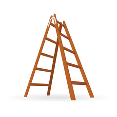 Step Ladder. Realistic wood stepladder vector illustration. Wooden ladder icon. Part of set.