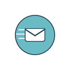 Mail icon. Envelope sign. Vector Illustration. blue background. Email icon. flat style