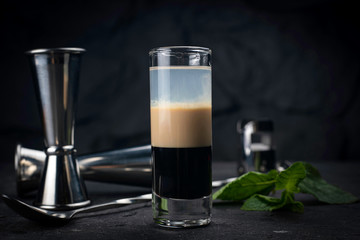 alcoholic cocktails on black background