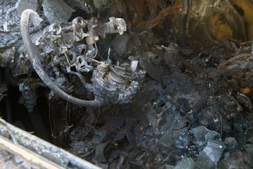 partially burned down parts of the car