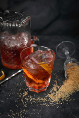alcoholic cocktails on black background